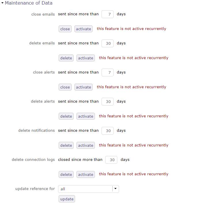 Maintenance of datas