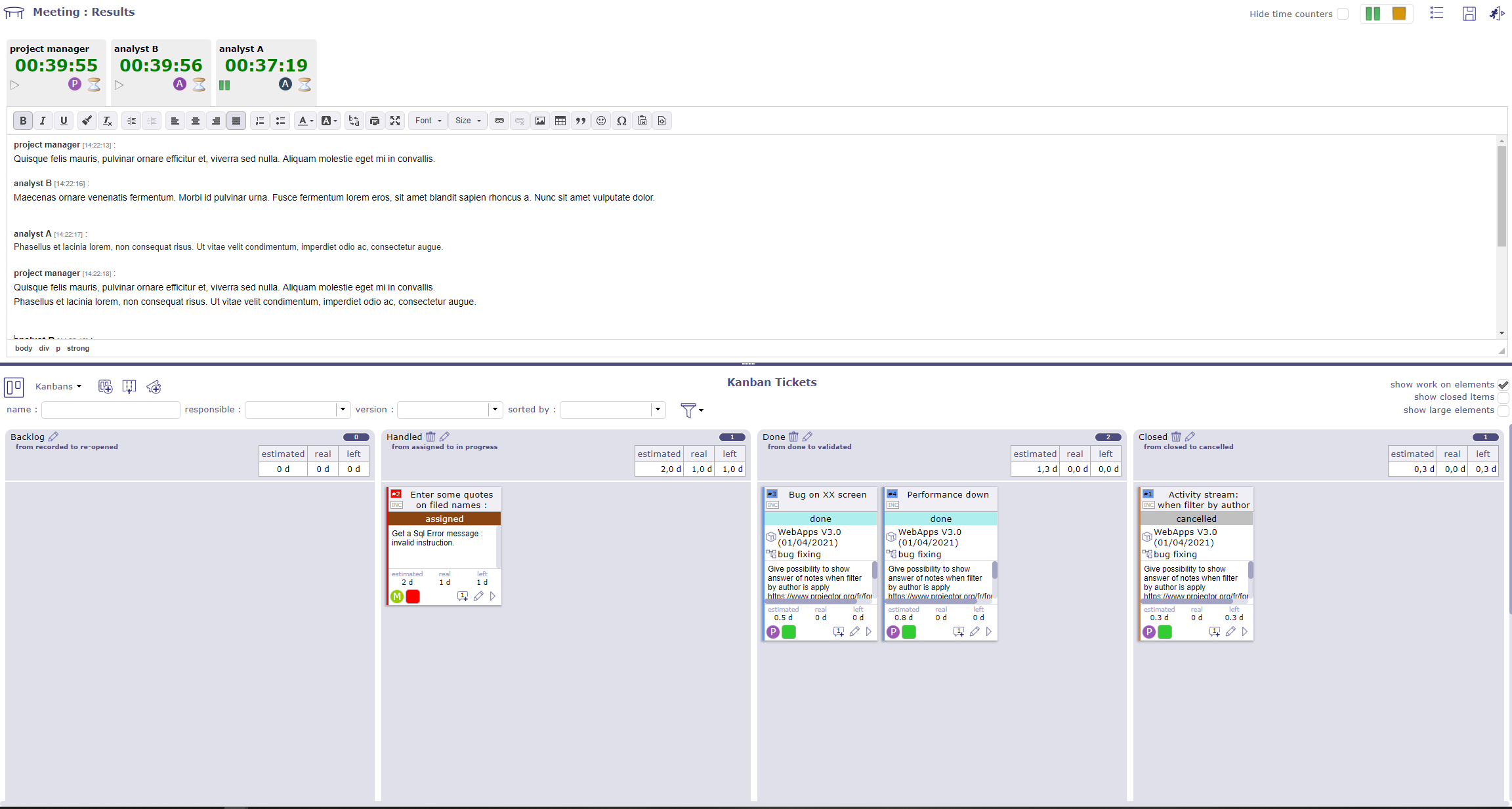 Kanban management