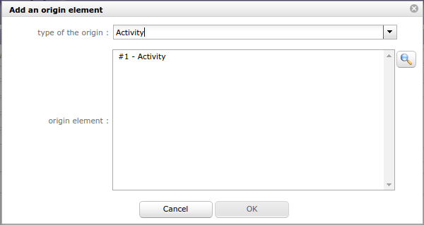 Dialog box - Add an origin element