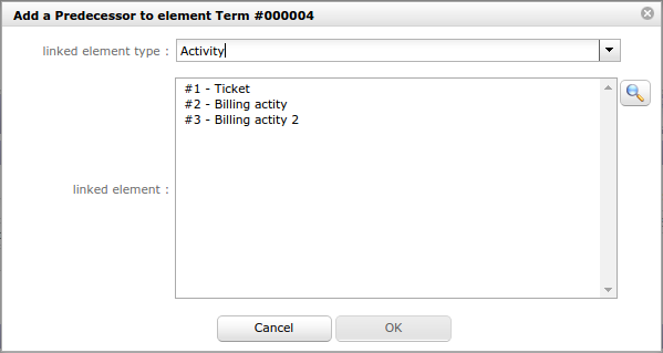 Dialog box - Add a trigger element to term