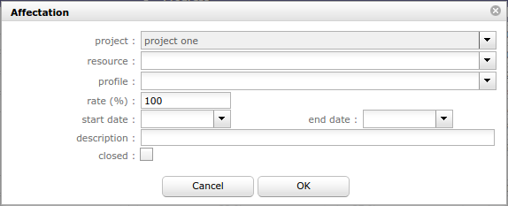 Dialog box - Allocation