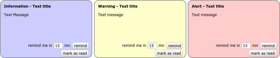 Example - message pop-up