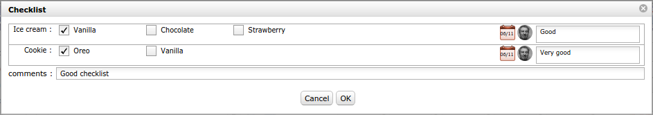Dialog box - Checklist