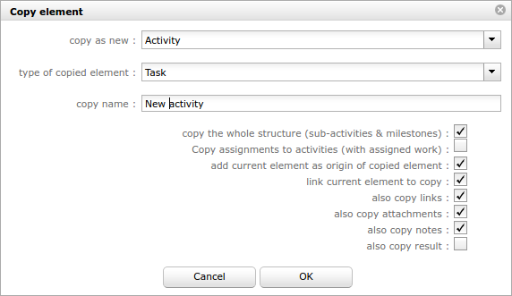 Dialog box - Copy element