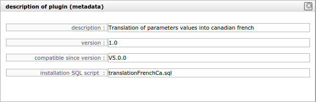 Dialog box - Description plug-in