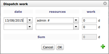 Dialog box - Dispatch work