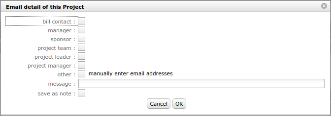 Dialog box - Email detail