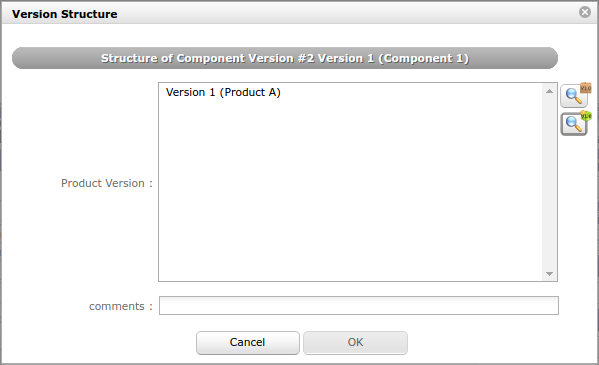 Dialog box - Version structure