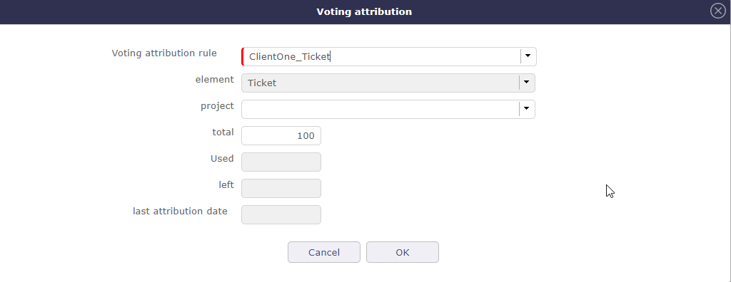 Voting attribution pop-up