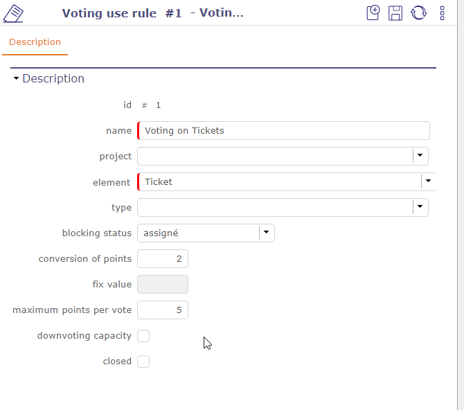 Voting use rule screen