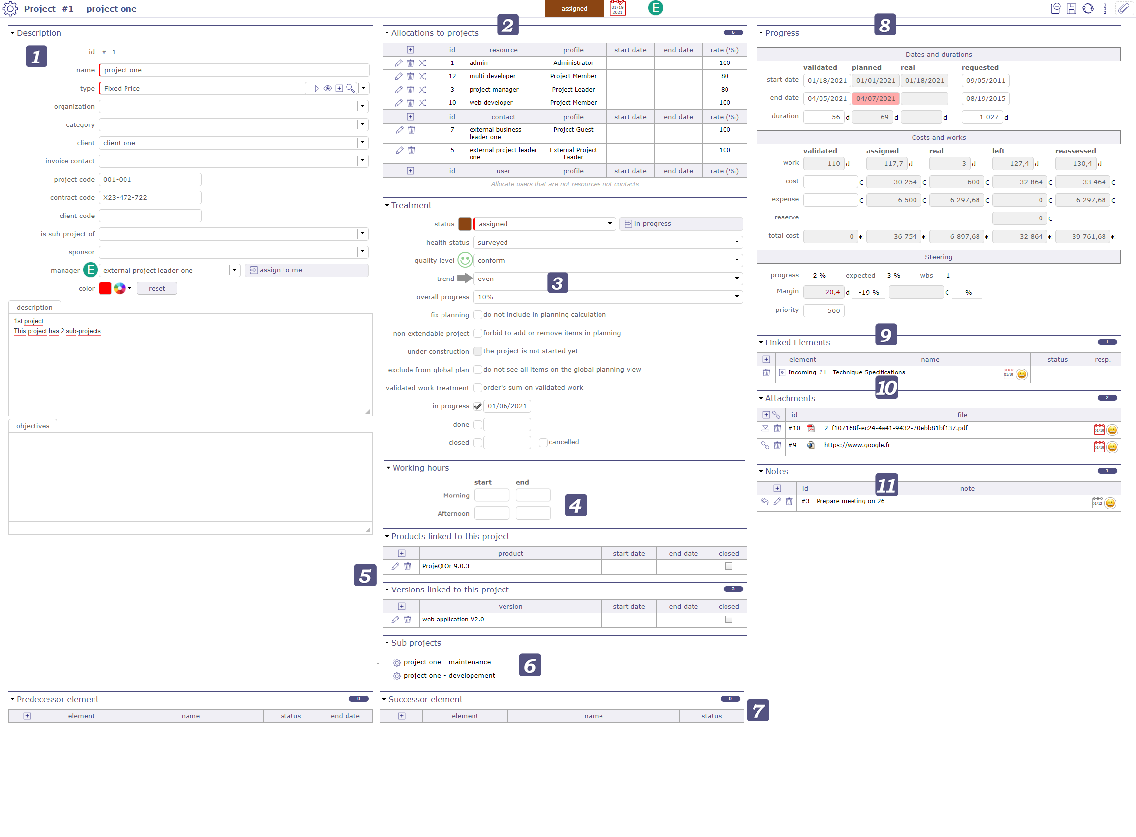 A view of ProjeQtOr's global interface