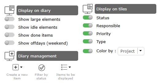 Diary options