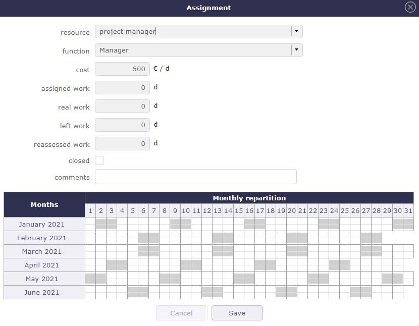 Assigment with the Manual planning mode