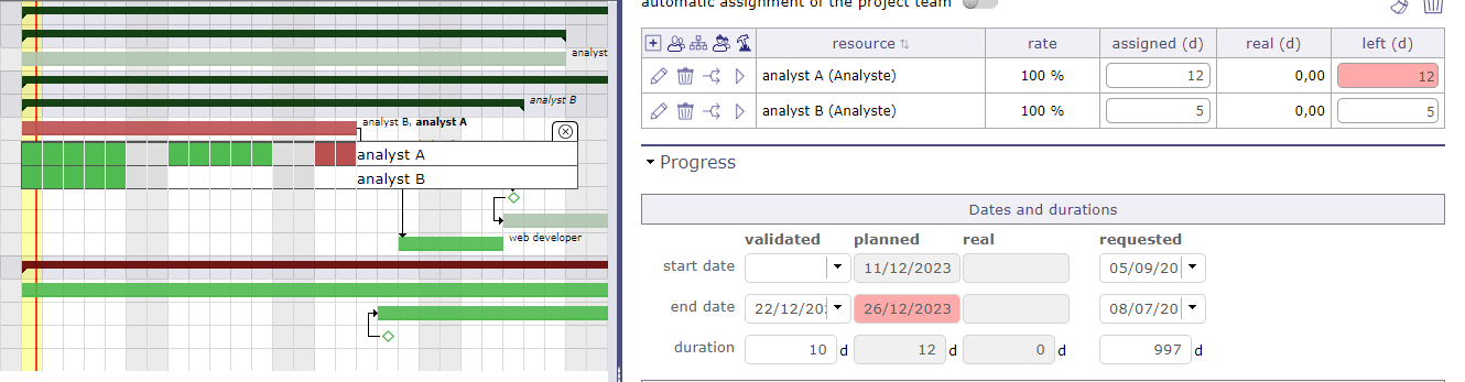 planned assignment date is greater than the validated date