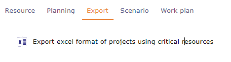 Export excel format of projects using critical resources