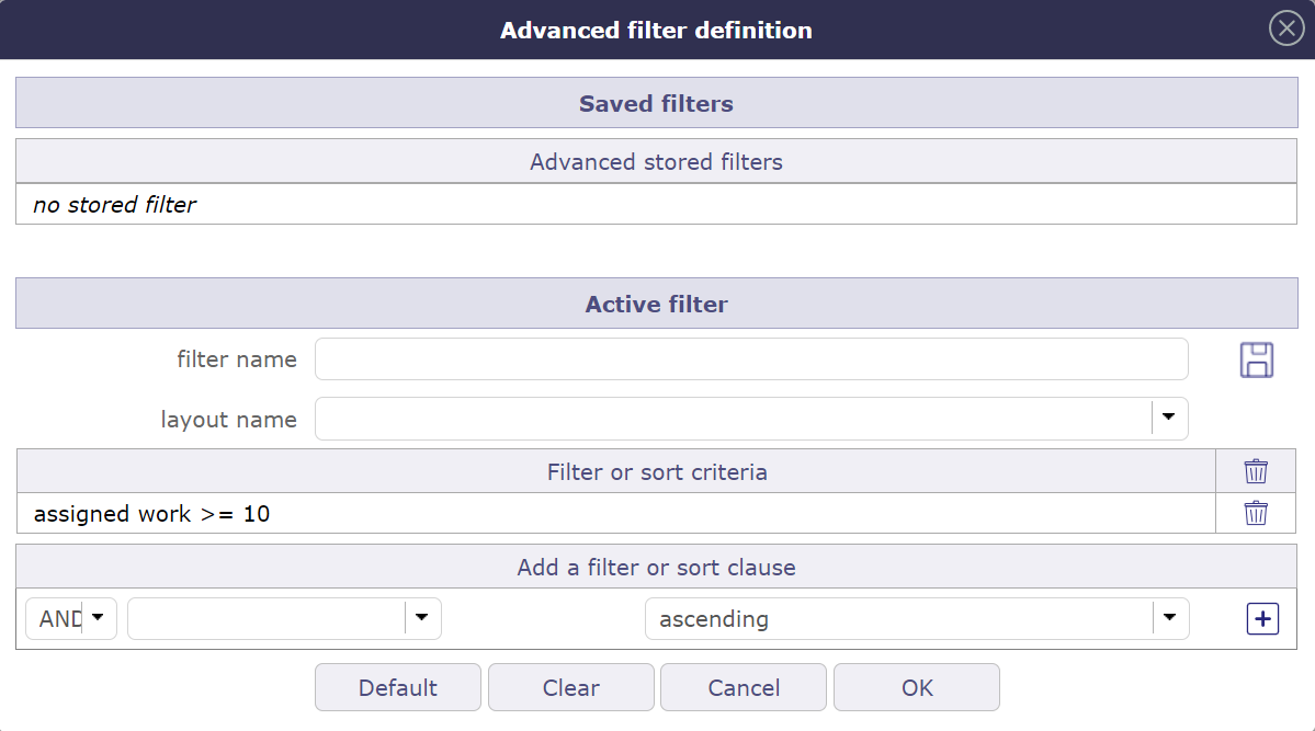 Advanced filters