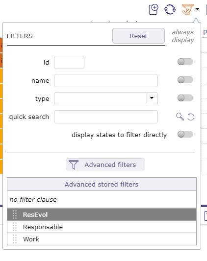 List of filters