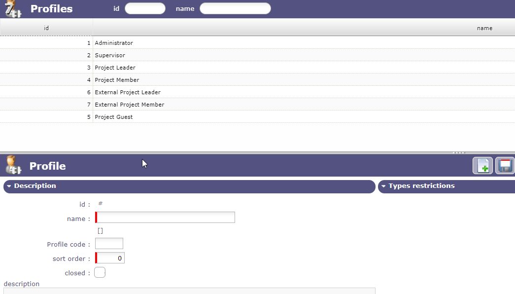 Access to forms screen