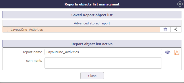 Save the list as report
