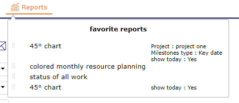 Pop-up list - Favorite reports