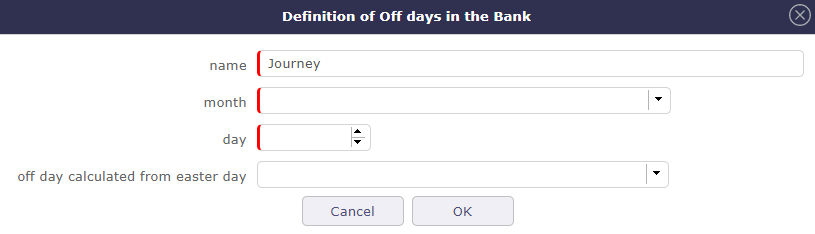 Bank OFF days