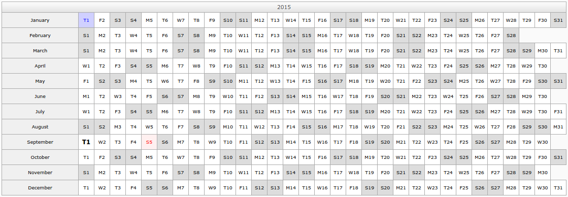 Year calendar
