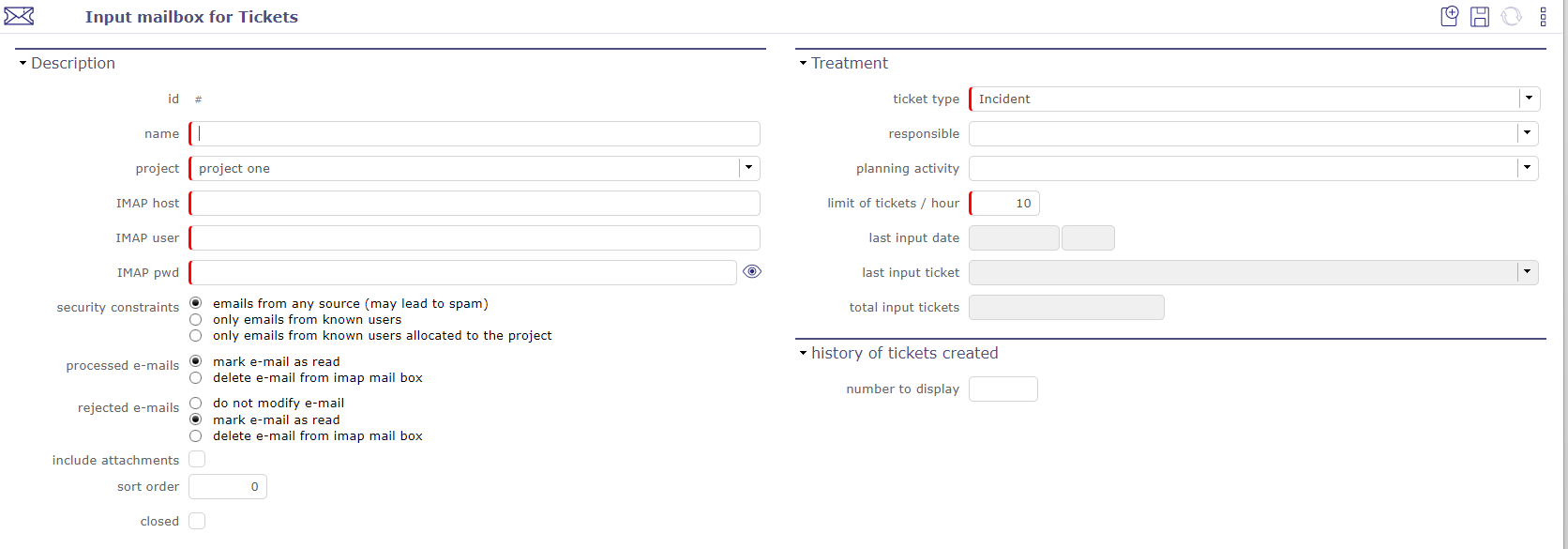 Receive email from ticket screen