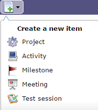 Popup menu - Create a new item