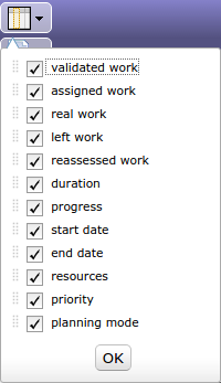 Popup list - Select columns