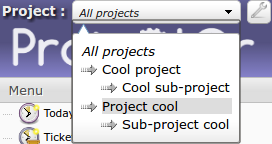 Example - Project list display mode standard