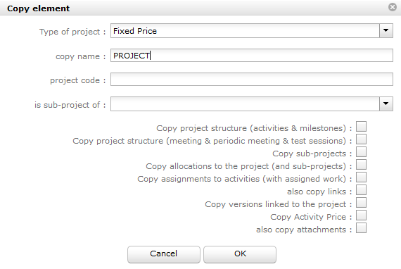 Dialog box - Copy element